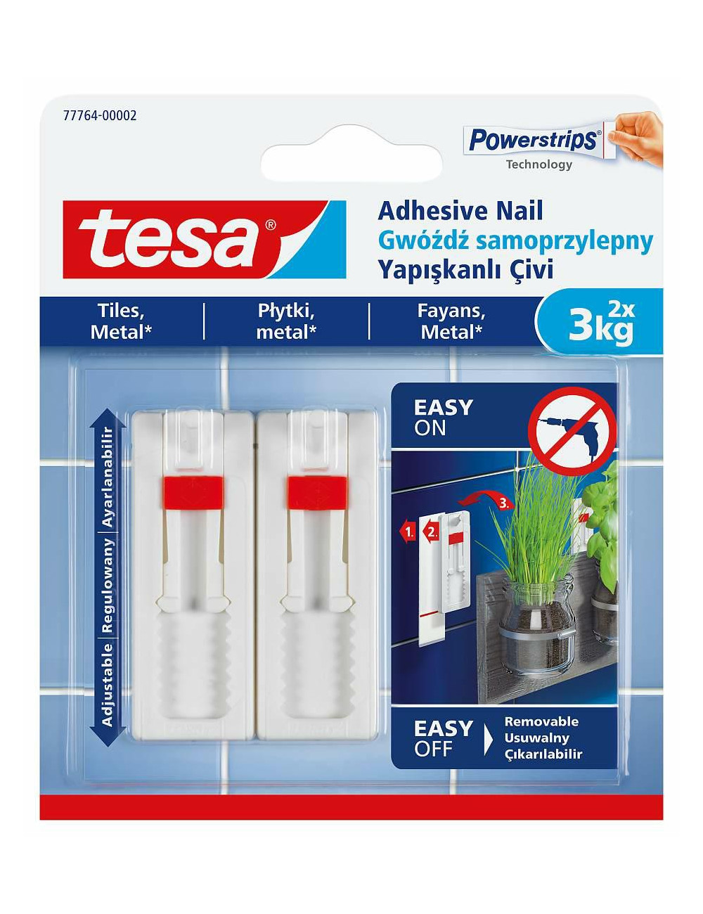 TESA GWÓŹDŹ SAMOPRZYLEPNY DO PŁYTEK 3KG /REGULOWANY