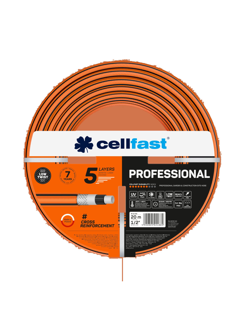 CELLFAST WĄŻ OGRODNICZY PROFESSIONAL 1/2" 20m