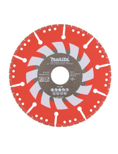 MAKITA TARCZA DIAMENTOWA RESCUE 125x22,23mm SEGMENT(SUCHO) STAL, INOX, PVC, BETON, SZKŁO