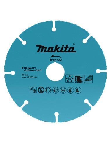 MAKITA TARCZA UNIWERSALNA 125x22,23mm SEGMENT PVC, P. GIPSOWE I MDF, EPOXY