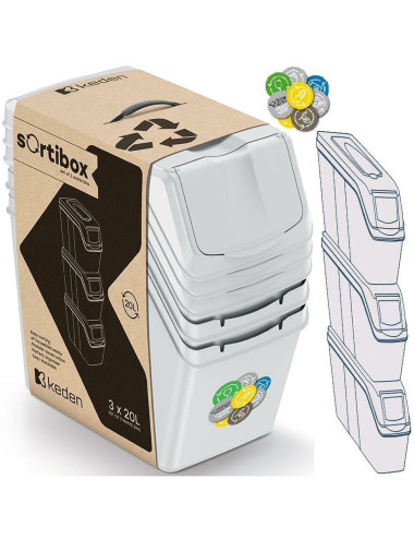 KEDEN KOSZ NA ŚMIECI SORTIBOX 20L SET 3 - POPIELATY