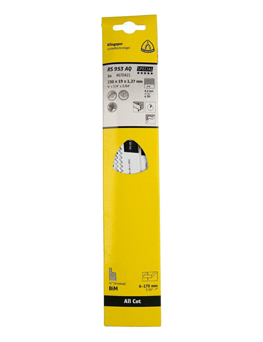 KLINGSPOR BRZESZCZOT DO PIŁY SZABLASTEJ 230x19x1,27mm RS 953 AQ  5szt.