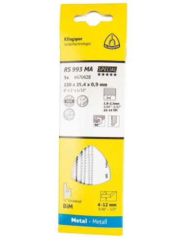 KLINGSPOR BRZESZCZOT DO PIŁY SZABLASTEJ 150x25,4x0,9mm RS 993 MA 5szt.