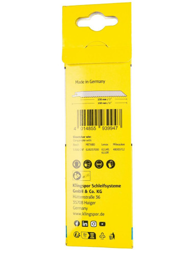 KLINGSPOR BRZESZCZOT DO PIŁY SZABLASTEJ 150x25,4x0,9mm RS 993 MA 5szt.