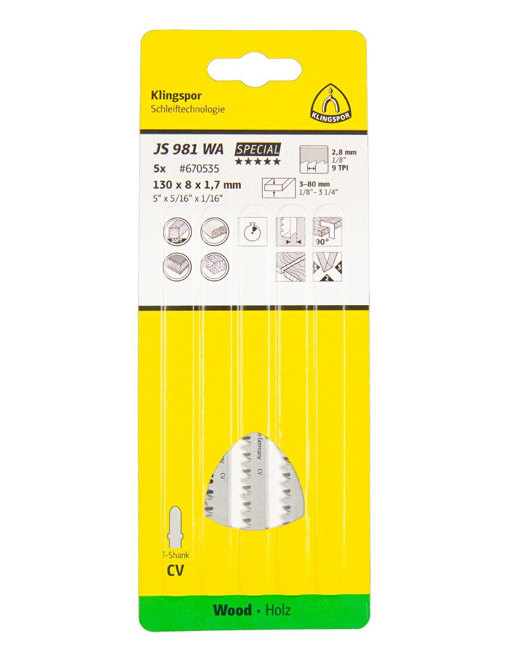 KLINGSPOR BRZESZCZOT DO WYRZYNARKI 130x8x1,7mm JS 981 WA 5szt.