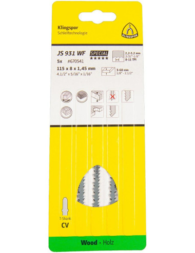 KLINGSPOR BRZESZCZOT DO WYRZYNARKI 115x5x1,45mm JS 931 WF 5szt.