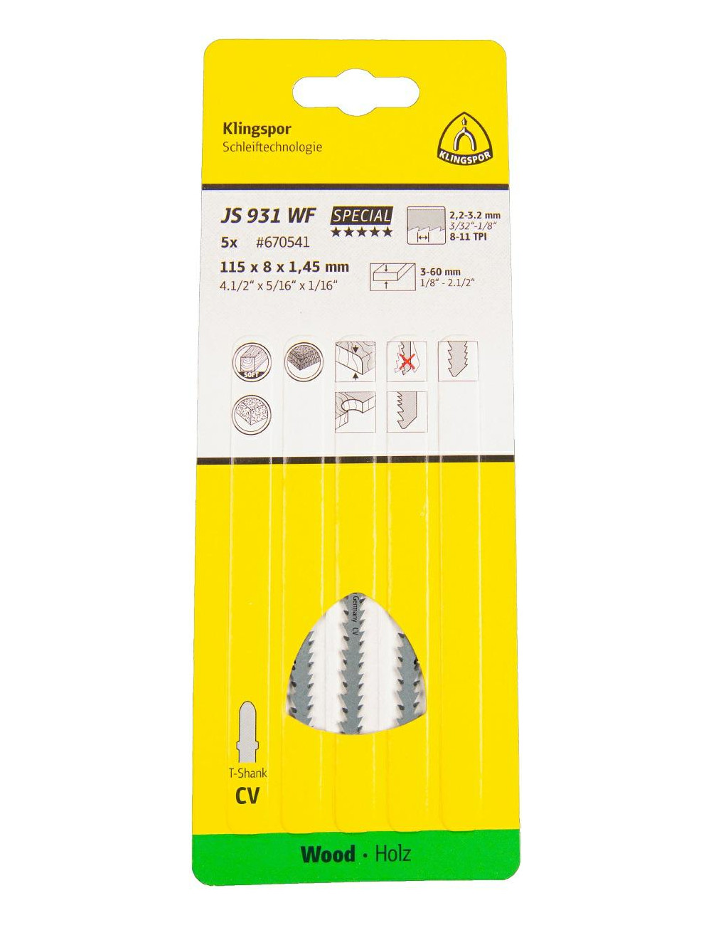 KLINGSPOR BRZESZCZOT DO WYRZYNARKI 115x5x1,45mm JS 931 WF 5szt.