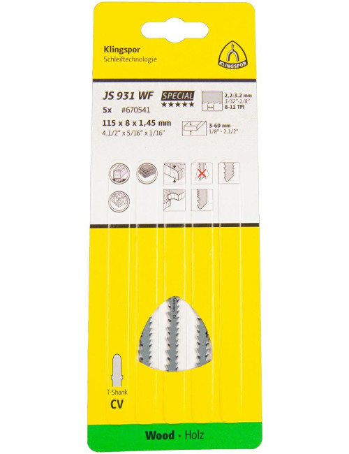 KLINGSPOR BRZESZCZOT DO WYRZYNARKI 115x5x1,45mm JS 931 WF 5szt.