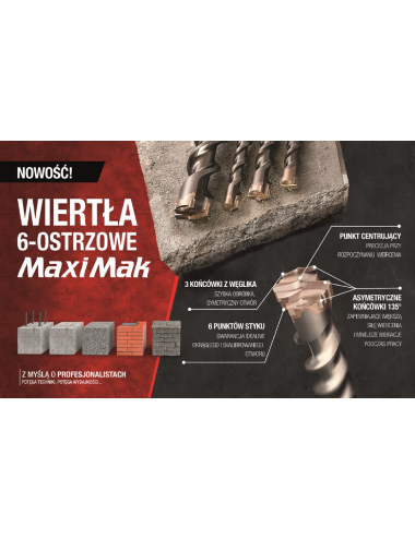 MAKITA WIERTŁO SDS MAX 45x 780x 920mm MAXI MAK 6-OSTRZOWE