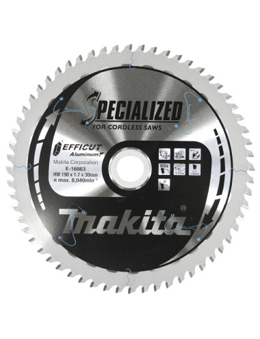 MAKITA PIŁA TARCZOWA  190x30x60z EFFICUT DO ALUMINIUM....