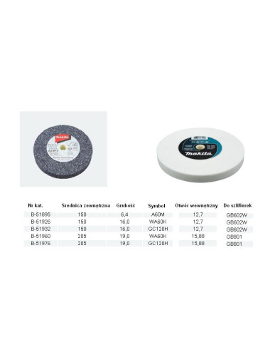 MAKITA KAMIEŃ SZLIF.GC120H 205x19x15,88 mm