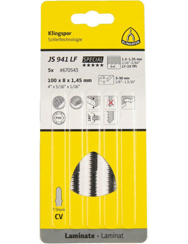 KLINGSPOR BRZESZCZOT DO WYRZYNARKI 100x5x1,45mm JS 941 LF 5szt.