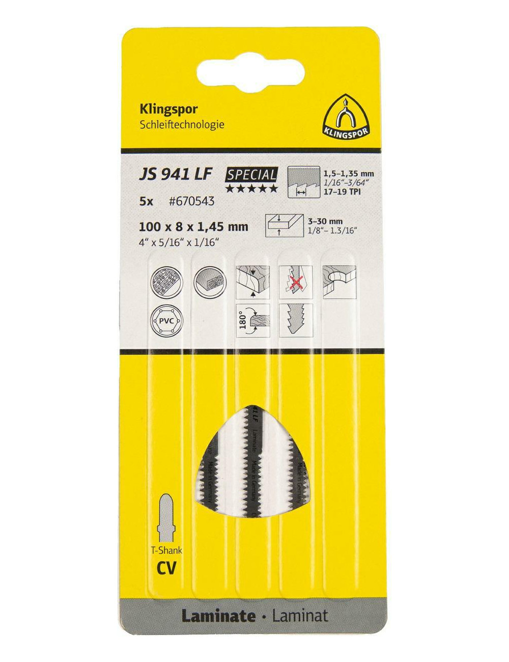 KLINGSPOR BRZESZCZOT DO WYRZYNARKI 100x5x1,45mm JS 941 LF 5szt.