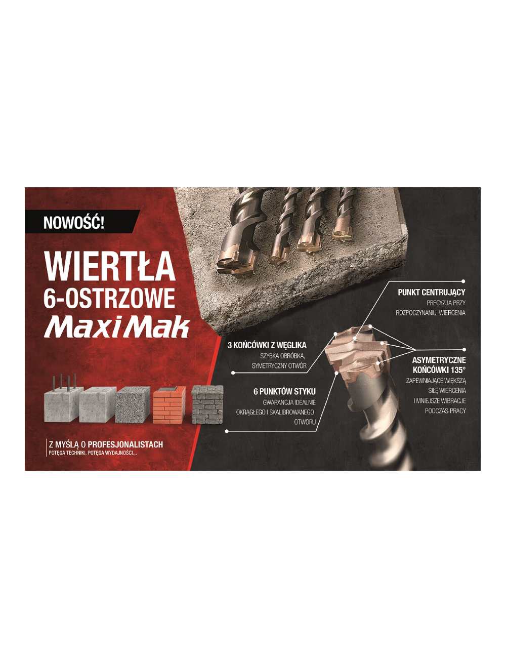 MAKITA WIERTŁO SDS MAX 45x1160x1300mm MAXI MAK 6-OSTRZOWE