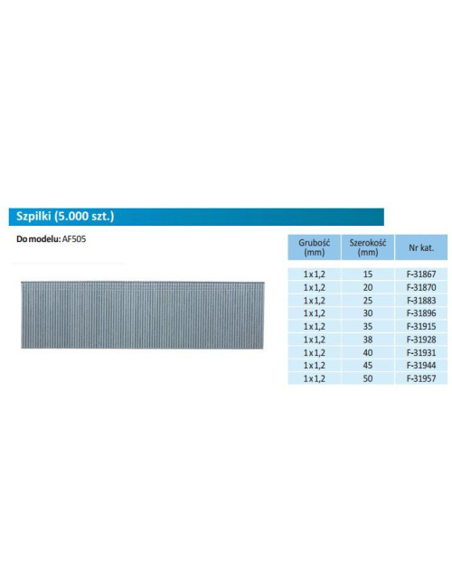 MAKITA SZTYFTY 18GA 1,0x25mm /5000szt.
