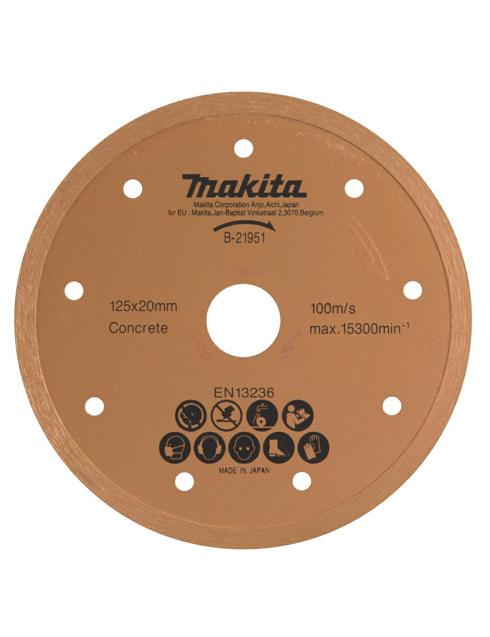 MAKITA TARCZA DIAMENTOWA 125x20mm PEŁNA (NA MOKRO) BETON, CEGŁA