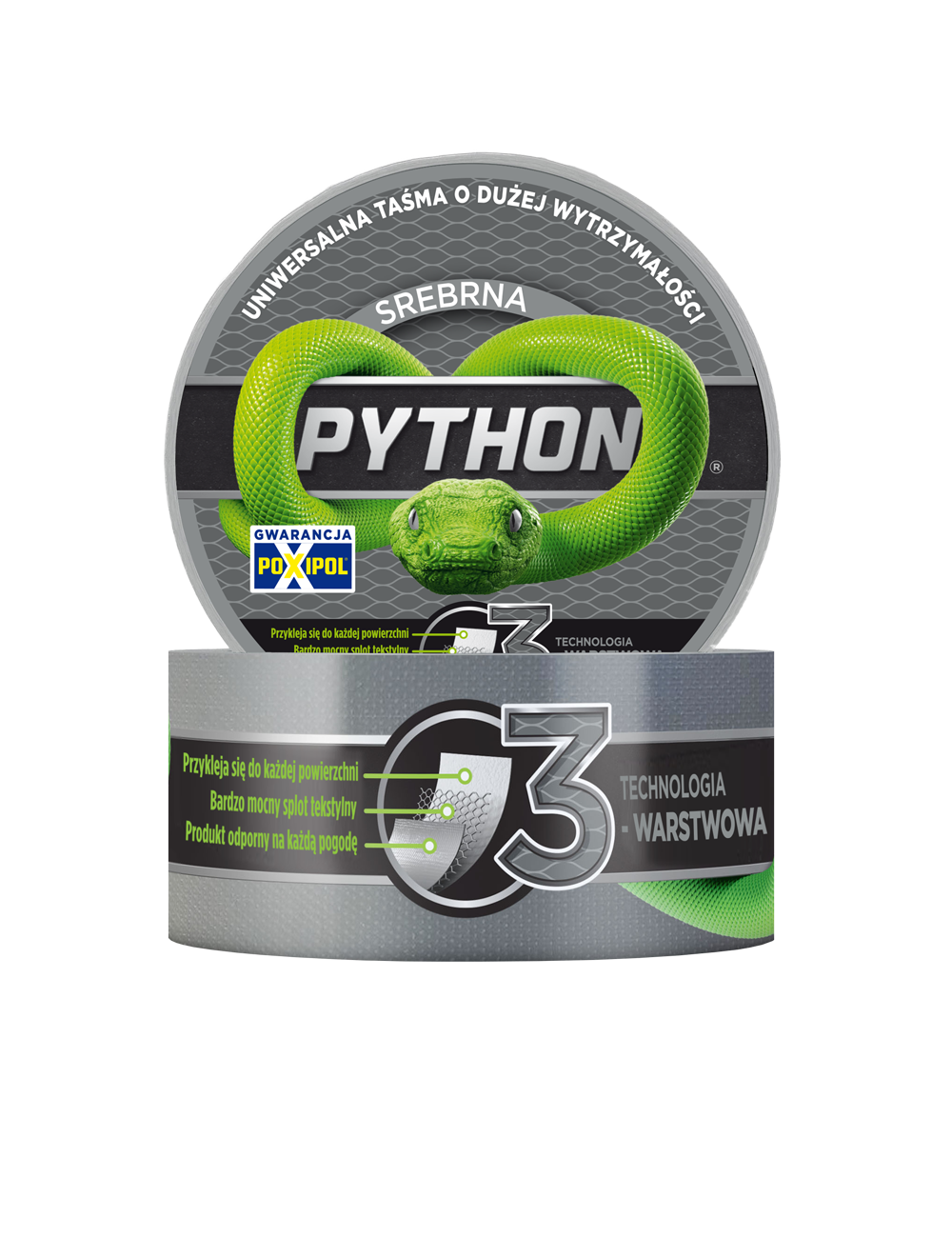 TAŚMA UNIWERSALNA PYTHON 48mm x 9m SREBRNA