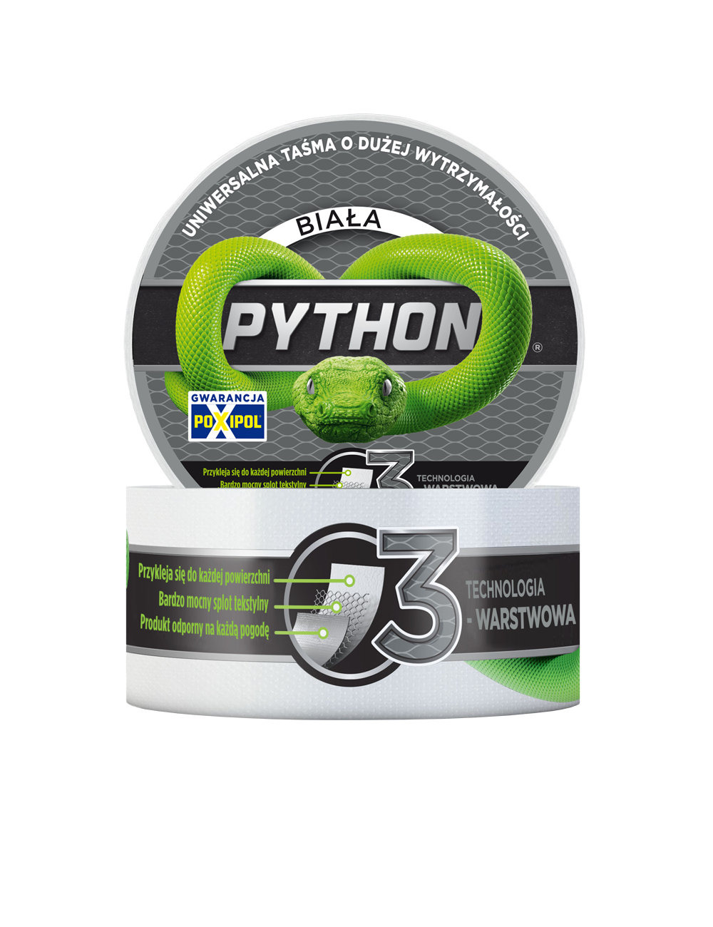 TAŚMA UNIWERSALNA PYTHON 48mm x 9m BIAŁA