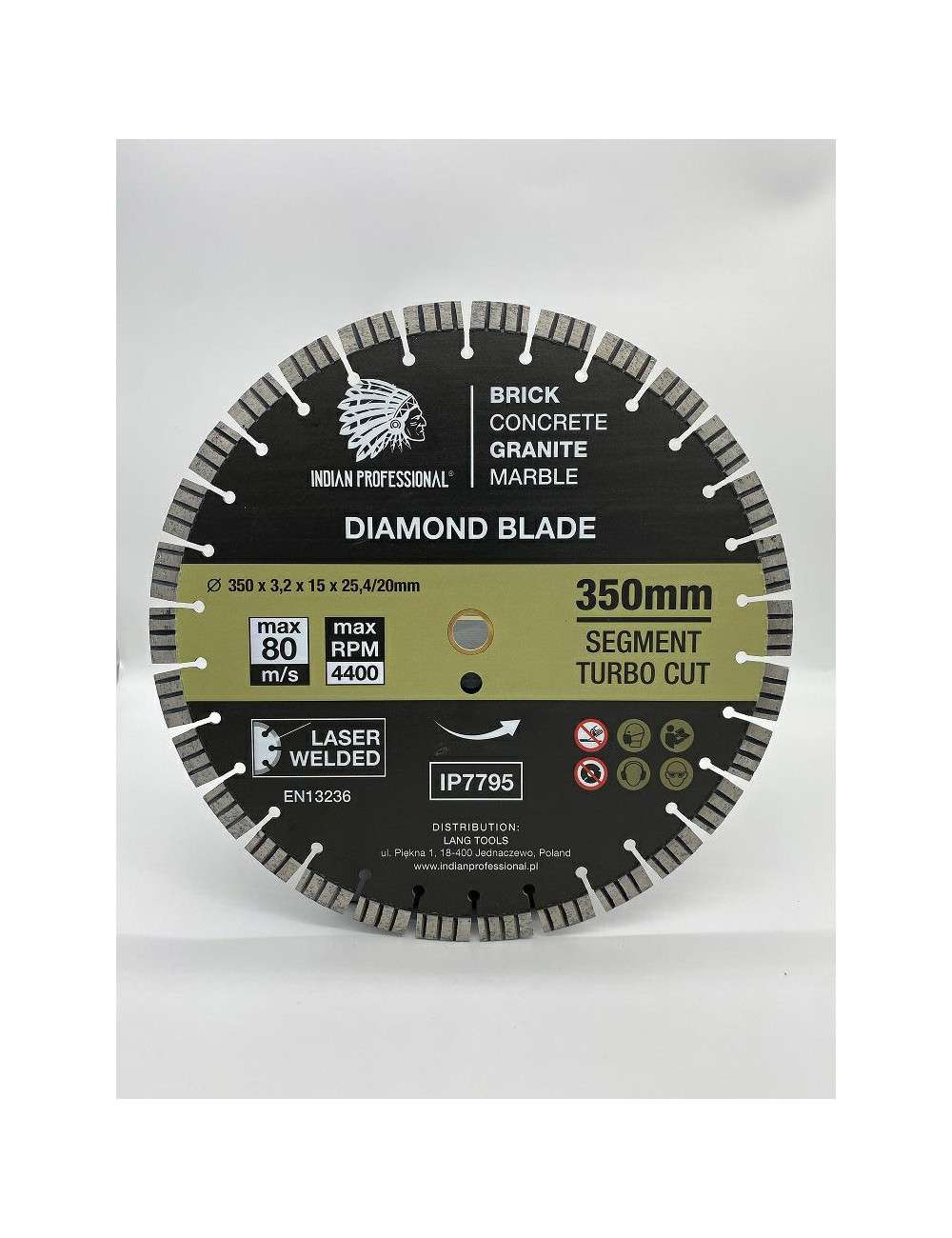 TARCZA DIAMENTOWA 350mm SEGMENT TURBO CUT  INDIAN PROFESSIONAL 15mm
