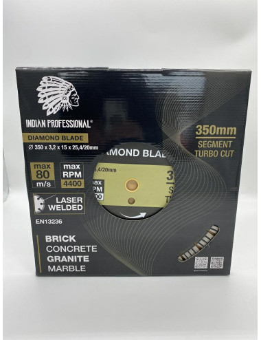 TARCZA DIAMENTOWA 350mm SEGMENT TURBO CUT  INDIAN PROFESSIONAL 15mm