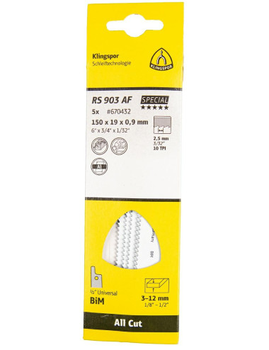 KLINGSPOR BRZESZCZOT DO PIŁY SZABLASTEJ 150x19x0,9mm RS 903 AF 5szt.