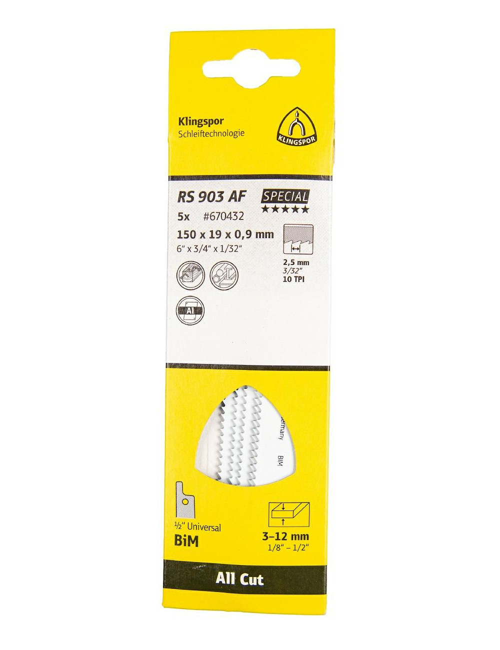 KLINGSPOR BRZESZCZOT DO PIŁY SZABLASTEJ 150x19x0,9mm RS 903 AF 5szt.