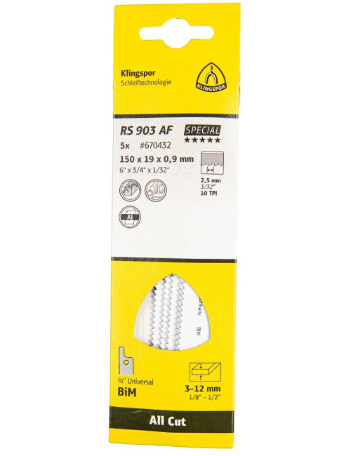 KLINGSPOR BRZESZCZOT DO PIŁY SZABLASTEJ 150x19x0,9mm RS 903 AF 5szt.