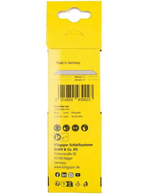 KLINGSPOR BRZESZCZOT DO PIŁY SZABLASTEJ 150x19x0,9mm RS 903 AF 5szt.