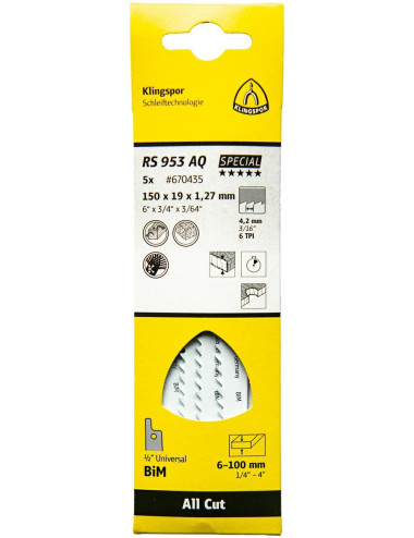 KLINGSPOR BRZESZCZOT DO PIŁY SZABLASTEJ 150x19x1,27mm RS 953 AQ 5szt.