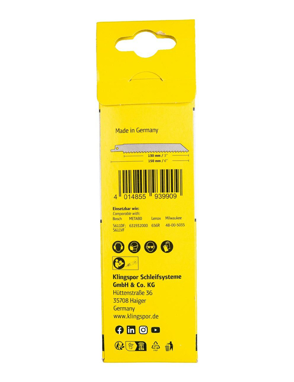 KLINGSPOR BRZESZCZOT DO PIŁY SZABLASTEJ 150x19x1,27mm RS 953 AQ 5szt.