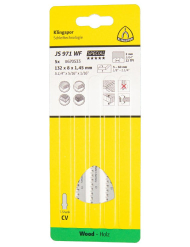 KLINGSPOR BRZESZCZOT DO WYRZYNARKI 132x8x1,45mm JS 971 WF 5szt.