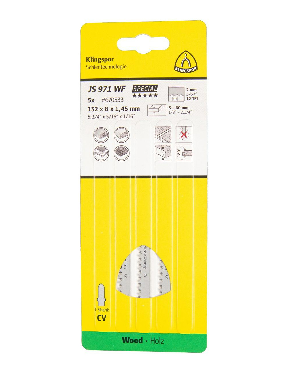 KLINGSPOR BRZESZCZOT DO WYRZYNARKI 132x8x1,45mm JS 971 WF 5szt.