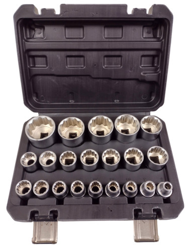SILVER ZESTAW NASADEK SPLINE 21el. 12-KĄT. 1/2" 8-36mm