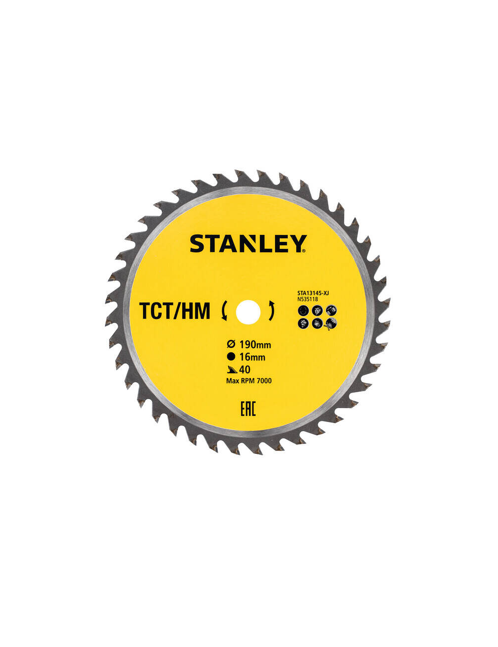 STANLEY PIŁA TARCZOWA 190mm x 16mm x 40z TCT
