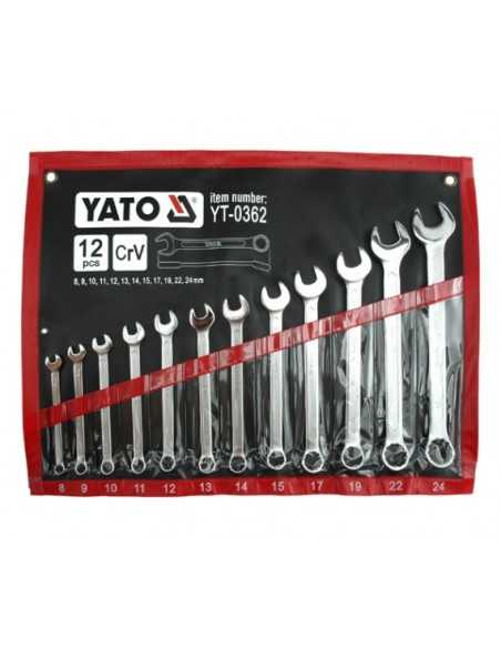 YATO KLUCZE PŁASKO-OCZKOWE SATYNOWANE 12 elem. 8-24mm ETUI  0362