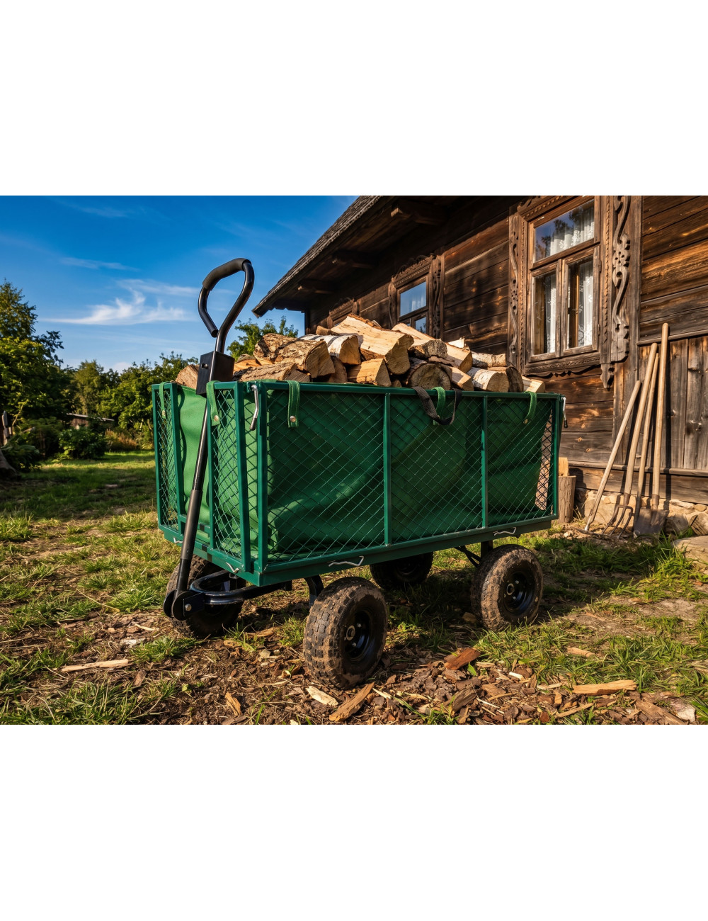 AWTOOLS WÓZEK OGRODOWY TRANSPORTOWY WYSOKI Z POKROWCEM 300kg