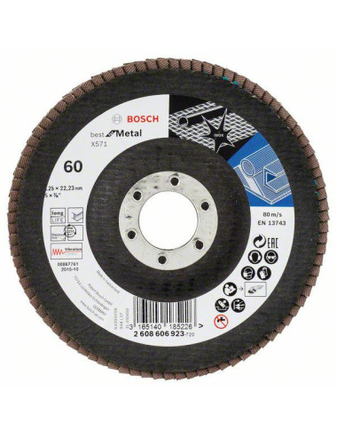 BOSCH ŚCIERNICA LISTKOWA 125mm X571 P 60 BEST FOR METAL WYPUKŁA