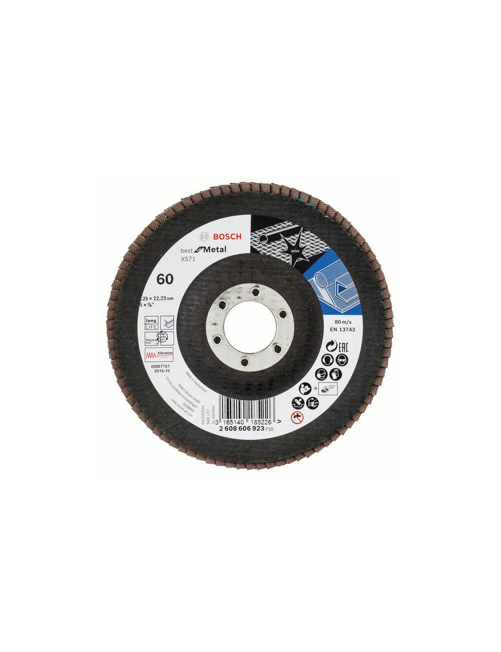 BOSCH ŚCIERNICA LISTKOWA 125mm X571 P 60 BEST FOR METAL WYPUKŁA