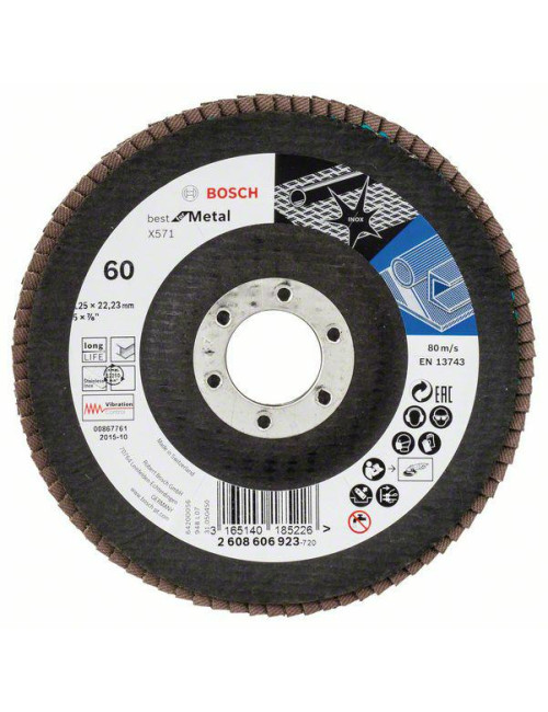 BOSCH ŚCIERNICA LISTKOWA 125mm X571 P 60 BEST FOR METAL WYPUKŁA