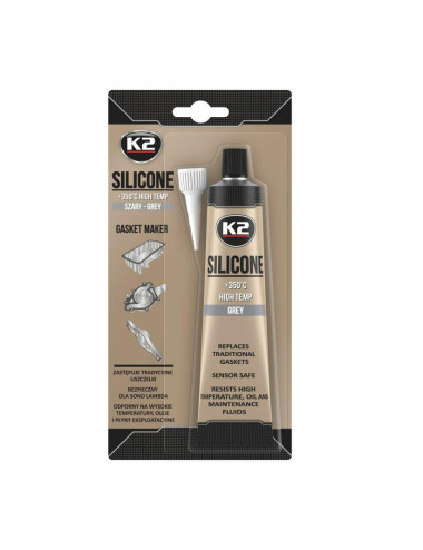 K2 SILIKON SZARY 85G WYSOKOTEMPERATUROWY +350st, PŁYNNA USZCZELKA