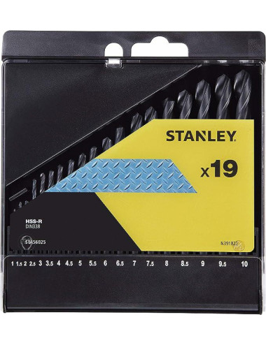 STANLEY WIERTŁA ZESTAW DO METALU 19szt. 1-10 mm