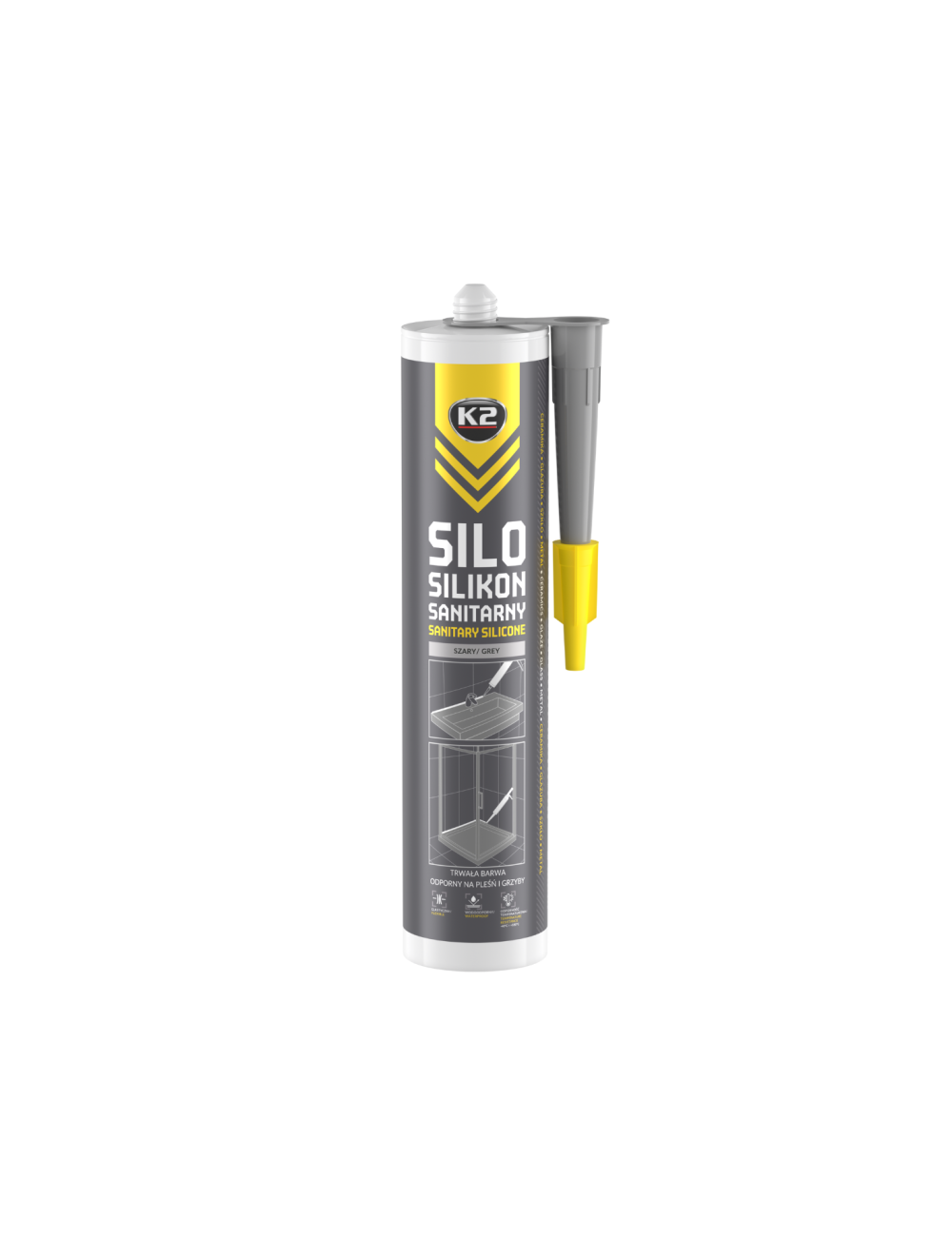 K2 SILIKON SANITARNY 300ml SZARY SILO