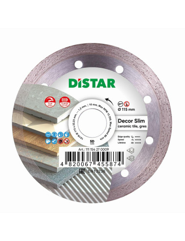 DISTAR TARCZA DIAMENTOWA DECOR SLIM 115 x 1,2 x 8 x 22,23mm