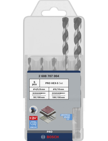 BOSCH WIERTŁO CYL-3 KPL. 5szt. 4-10mm (4/5/5/6/6/8/10)
