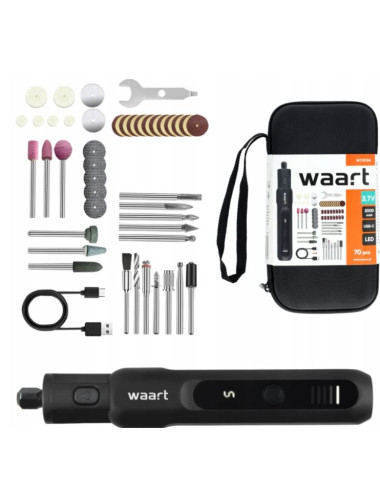WAART MINI SZLIFIERKA AKUMULATOROWA 3.7V, ETUI, AKCESORIA 70 szt.