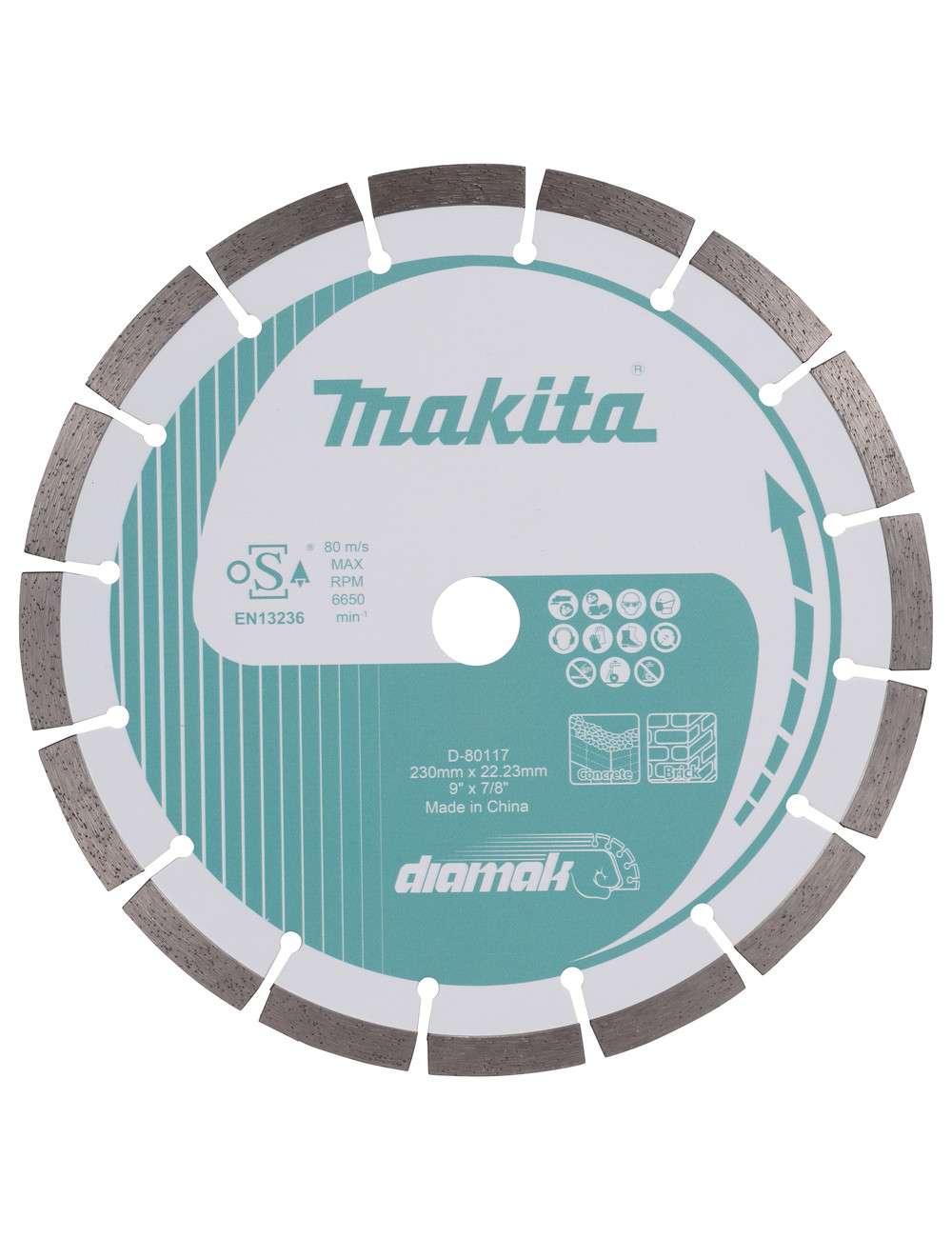 MAKITA TARCZA DIAMENTOWA 230x22,23mm SEGMENT (NA SUCHO) BETON, CEGŁA, MARMUR