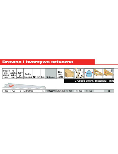 MILWAUKEE BRZESZCZOT DO PIŁY SZABLASTEJ 230mm BIMETAL 5szt. DREWNO PCV.