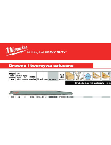 MILWAUKEE BRZESZCZOT DO PIŁY SZABLASTEJ 300mm HCS 3szt. DREWNO