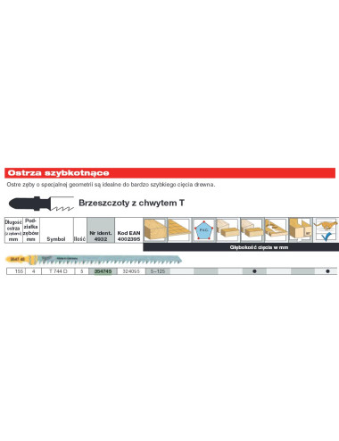 MILWAUKEE BRZESZCZOT DO WYRZYNARKI T744D 155mm KOMPLET - 5szt. DO DREWNA SZYBKIE CIĘCIE