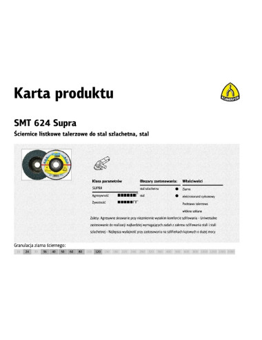 KLINGSPOR ŚCIERNICA LISTKLINGSPOR SMT624 125 P 36 SUPRA